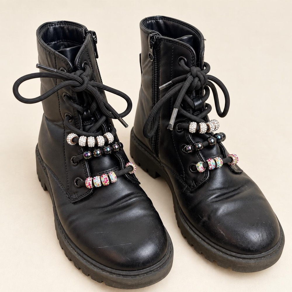 Art Class Black Beaded Combat Boots | Kids' Size 4